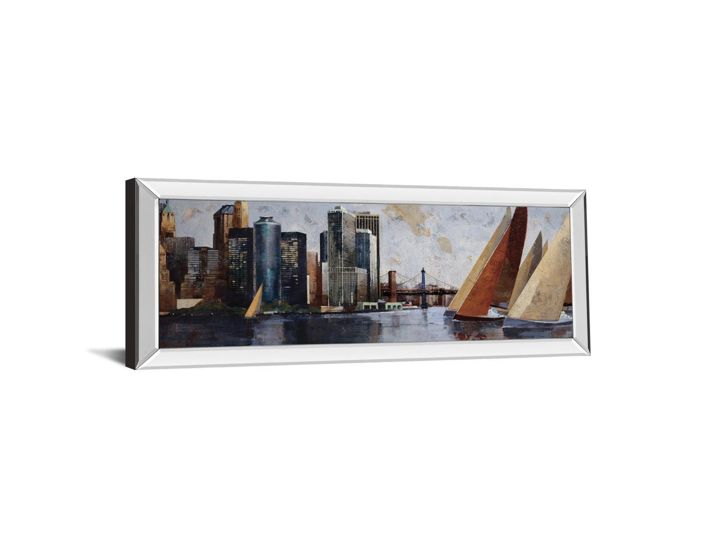 Arriving At Manhattan By Marti Bofarull - Mirrored Frame Wall Art - Dark Gray