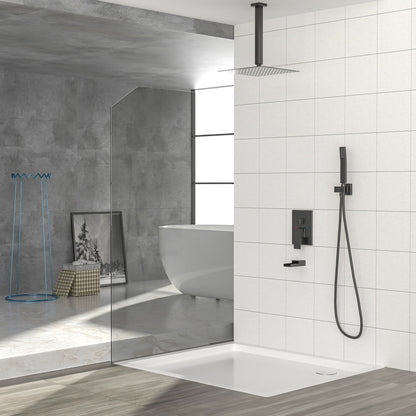 16" Ceiling Mount Square Shower System With Waterfall Tub Spout And Rough In Valve Daily Nest