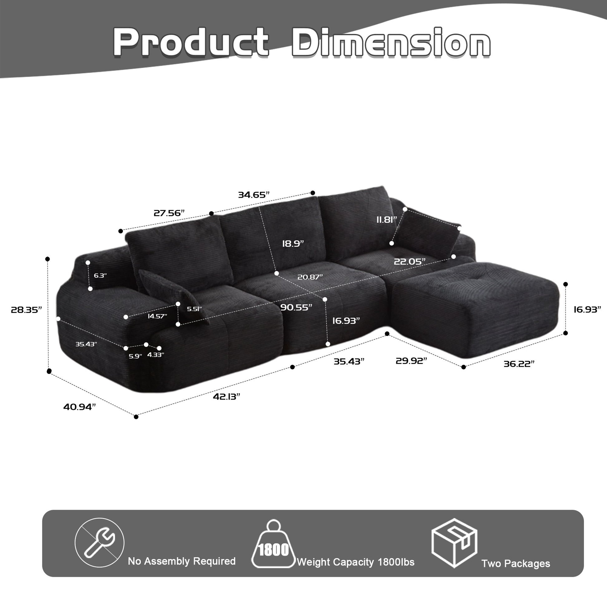 Compressed Sofa, Large Sectional Couches For Living Room Home Essentials