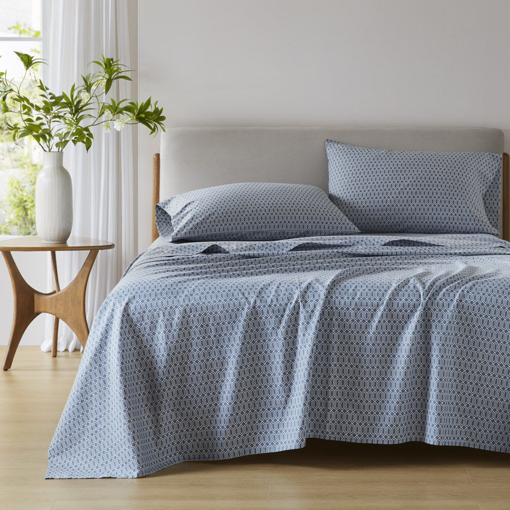 Cotton 144TC - California King Printed Sheets - Diamond Blue Super Listing