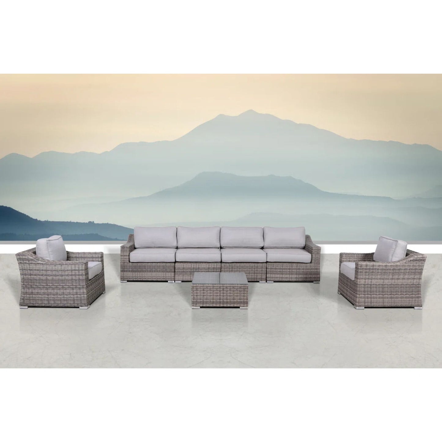 Outdoor Wicker Conversation Set With Cushions, All Weather LSI Patio Furniture