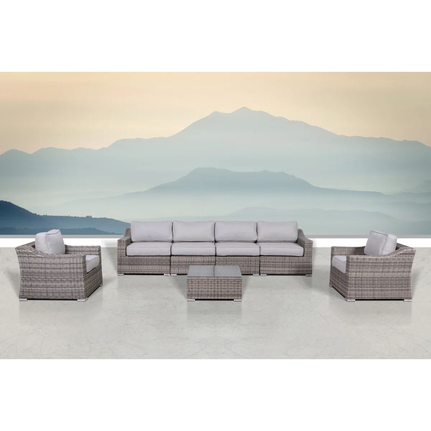 Outdoor Wicker Conversation Set With Cushions, All Weather LSI Patio Furniture