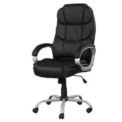 Upholstered Office Chair, Adjustable Height Swivel Chair - Black Home Essentials