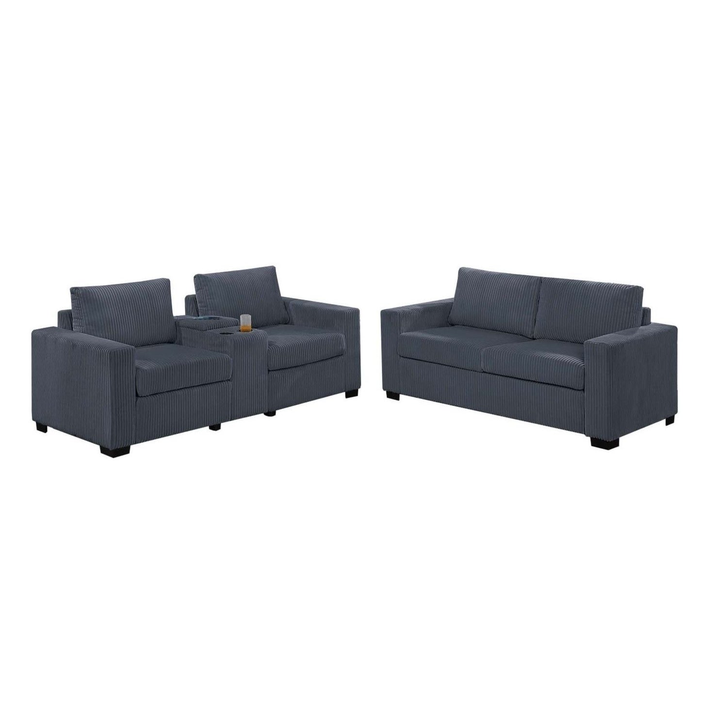 Elegant Simple Sofa Set With Console Cup Holder And Loveseat Home Essentials