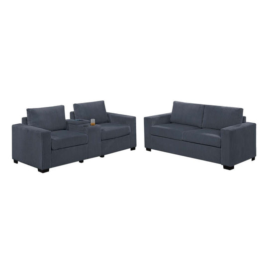 Elegant Simple Sofa Set With Console Cup Holder And Loveseat Home Essentials