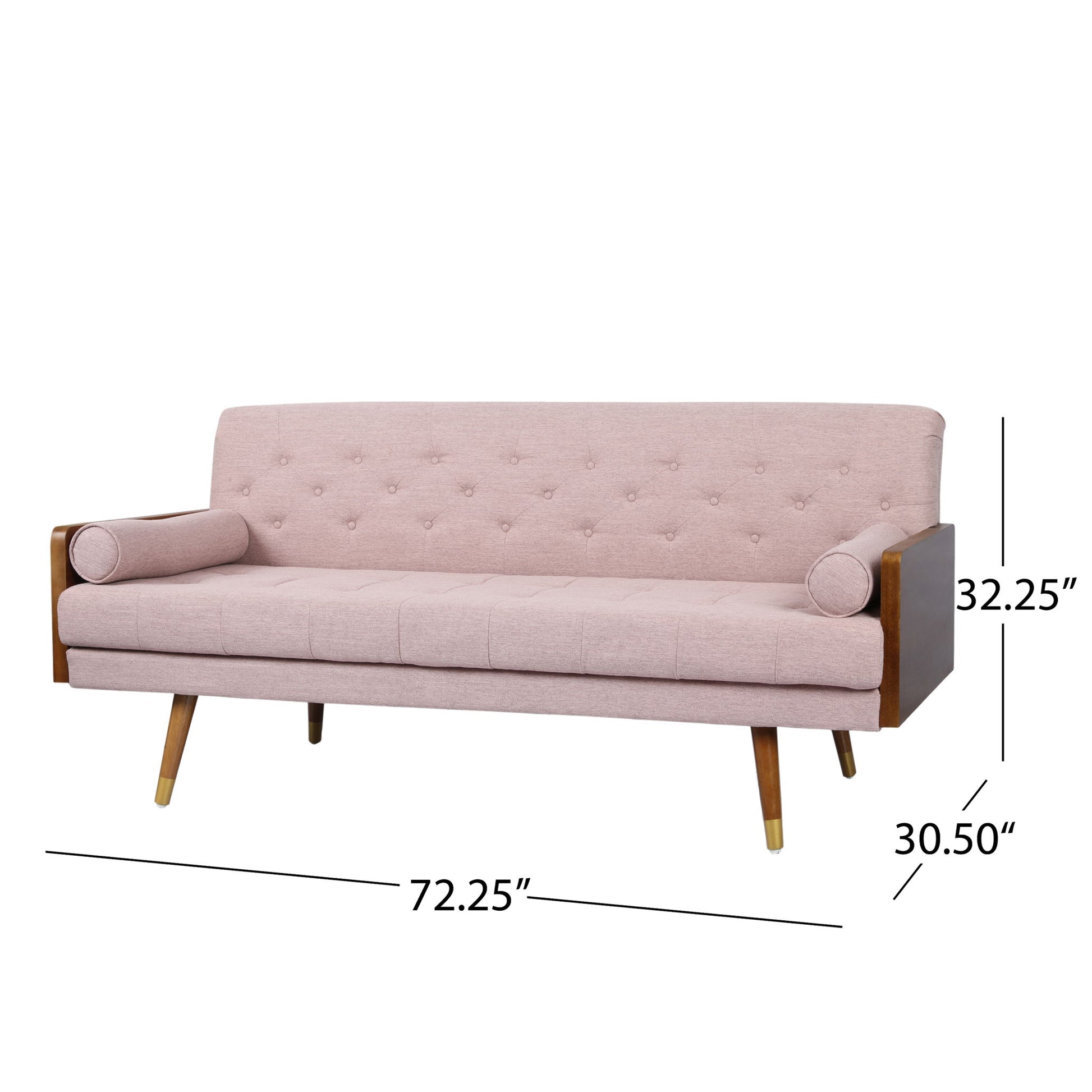 Aidan - Mid Century Modern Tufted Fabric Sofa Noble House