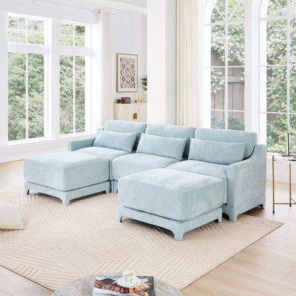Stylish Sofa With Ottoman And Lumbar Pillows, Ergonomic Design Home Essentials