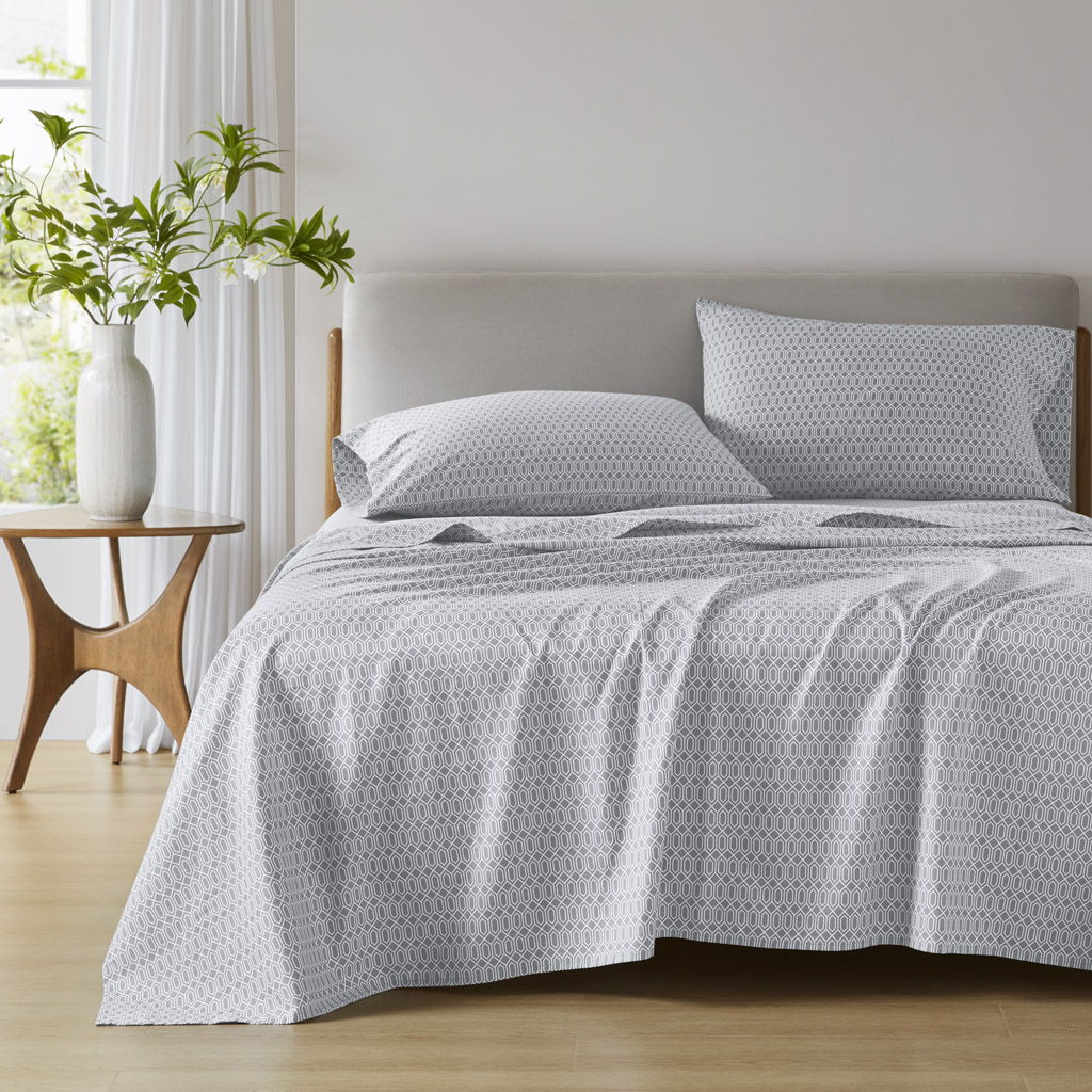 Cotton 144TC - California King Printed Sheets - Diamond Gray Super Listing