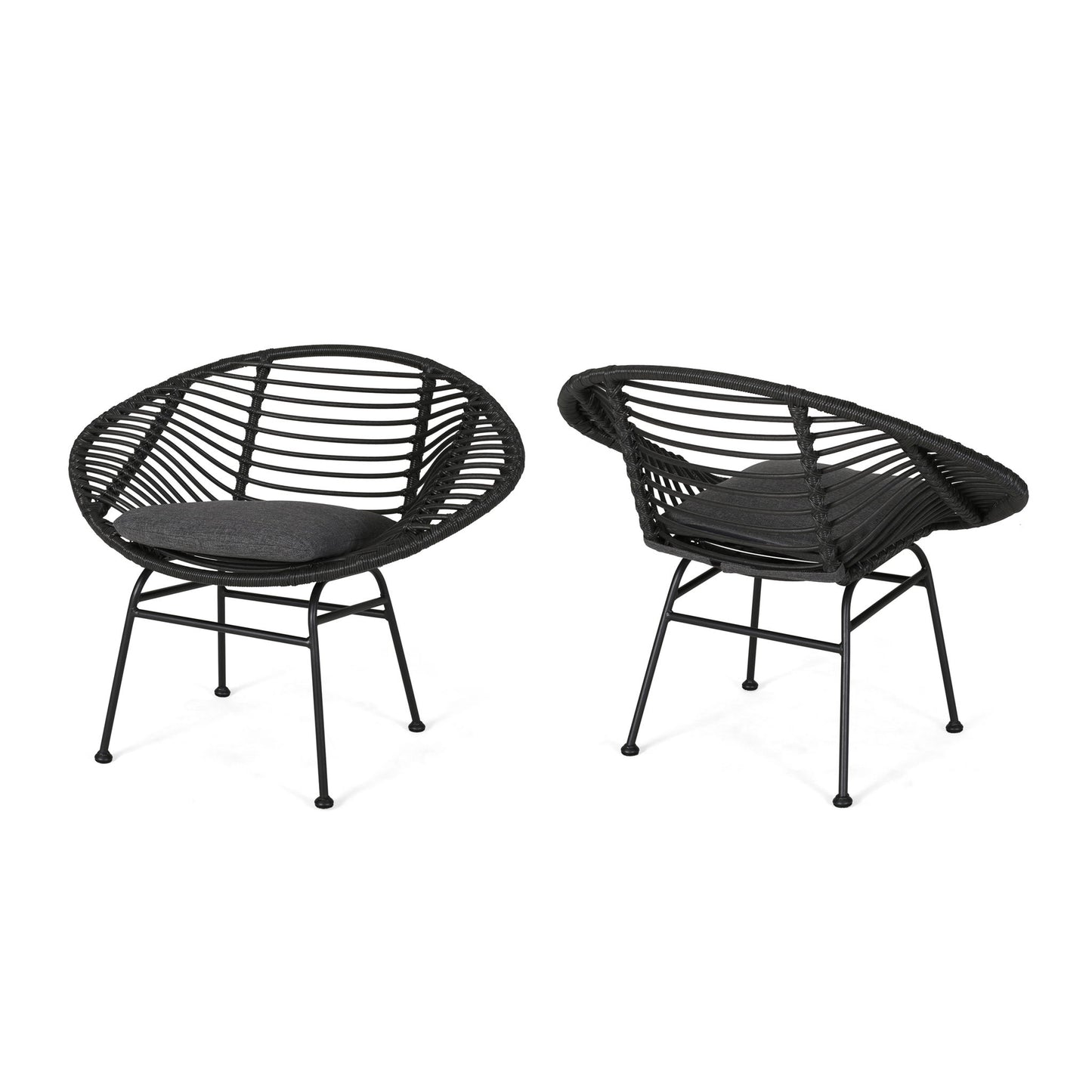 Cordella - Outdoor Woven Wicker Chairs With Cushions, (Set of 2) Noble House