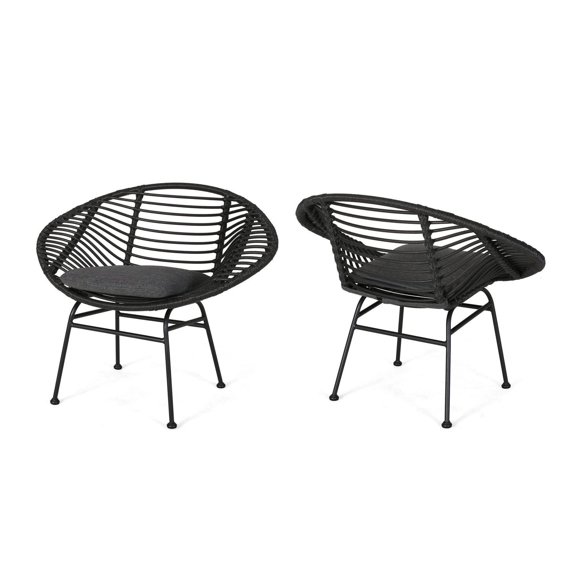 Cordella - Outdoor Woven Wicker Chairs With Cushions, (Set of 2) Noble House