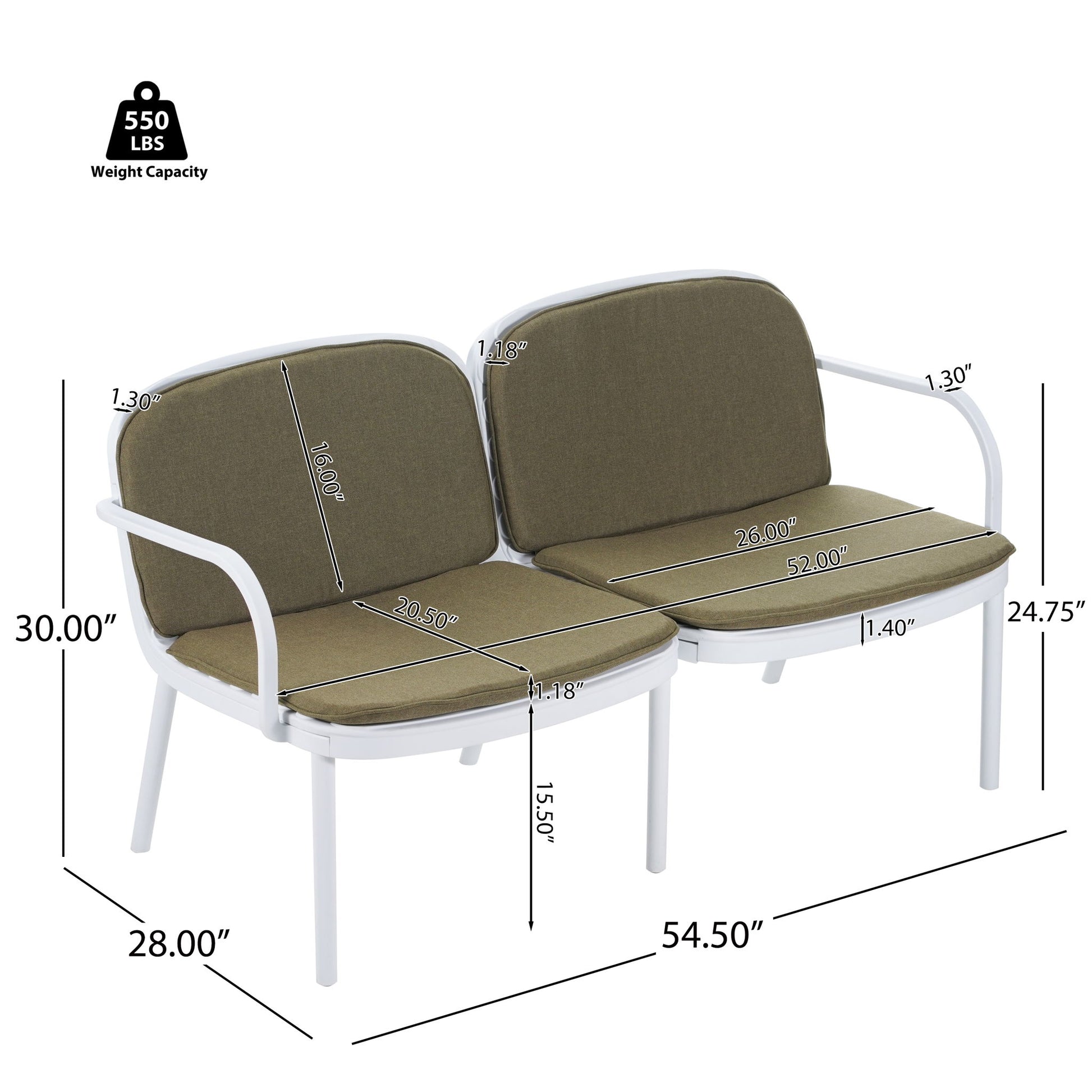 Luna - Outdoor Patio Loveseat Noble House