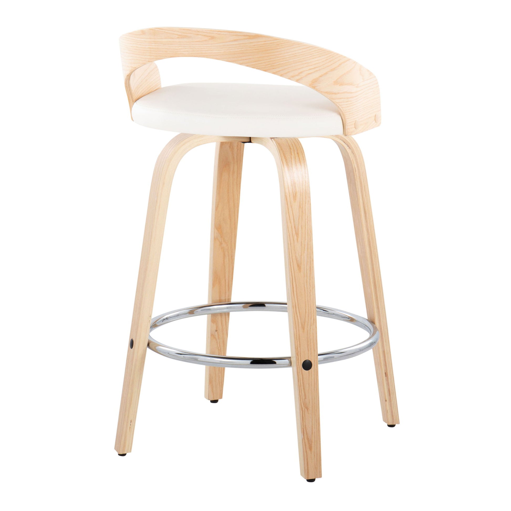 Grotto - Contemporary Fixed Height Counter Stool With Swivel With Round Footrest (Set of 2) Lumi Source