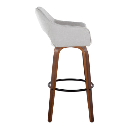 Mustang - Contemporary Fixed Height Barstool With Swivel & Round Footrest (Set of 2) Lumi Source