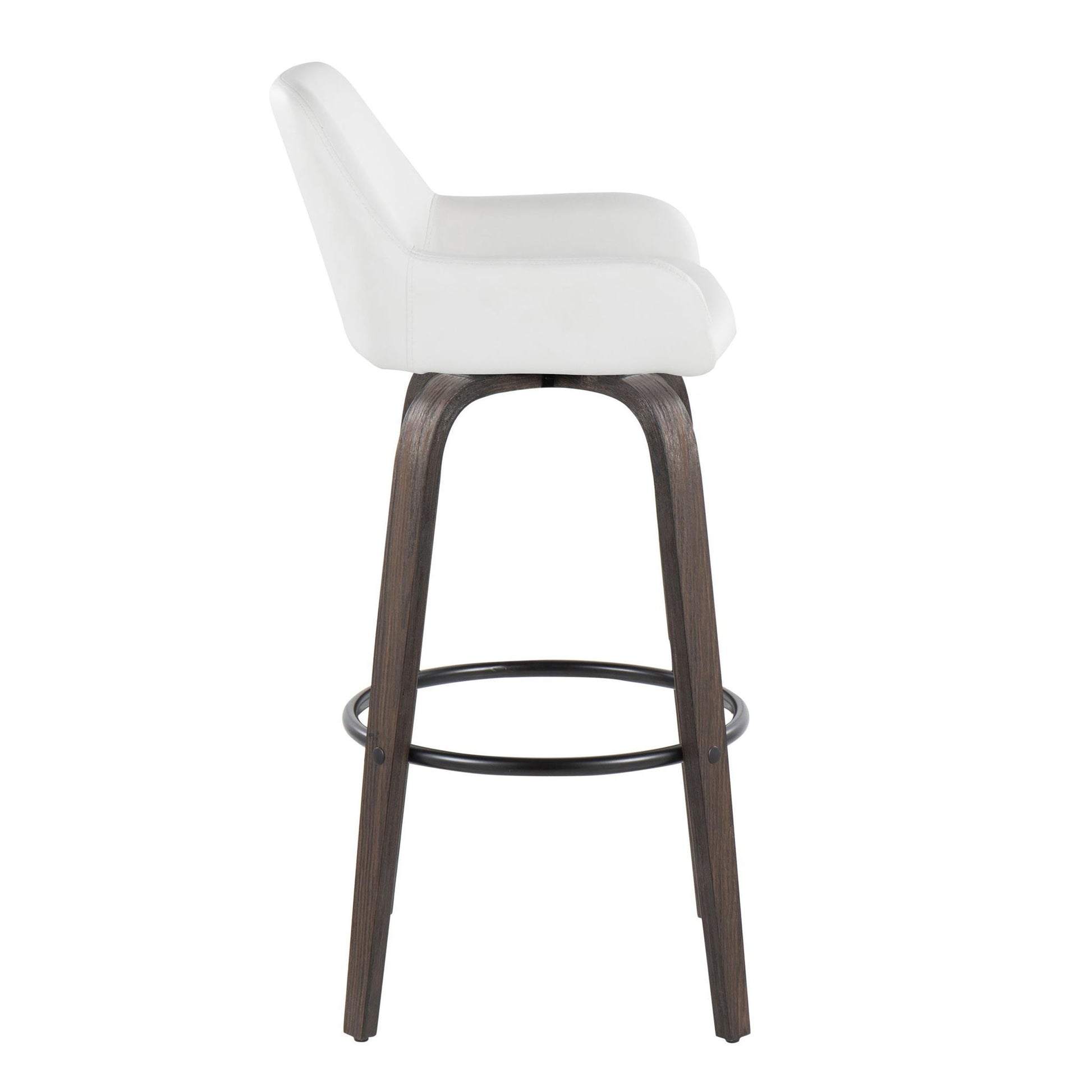 Daniella - Contemporary Fixed Height, Barstool With Swivel With Round Footrest (Set of 2) Lumi Source