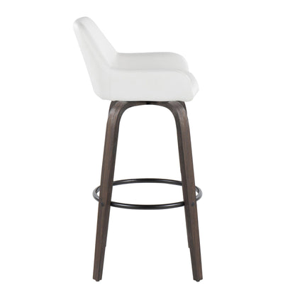 Daniella - Contemporary Fixed Height, Barstool With Swivel With Round Footrest (Set of 2) Lumi Source