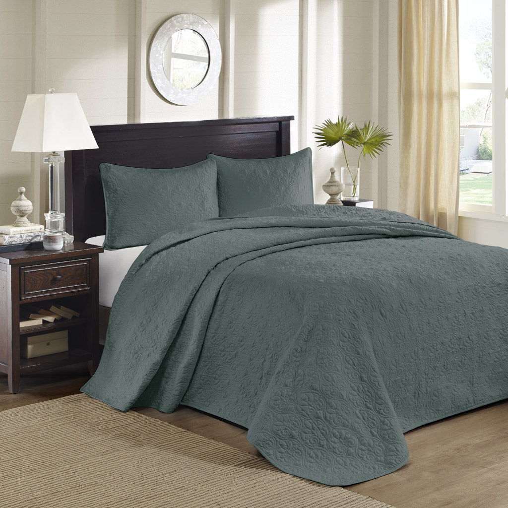 Quebec - 3 Piece King Reversible Bedspread Set - Balsam Green Madison Park