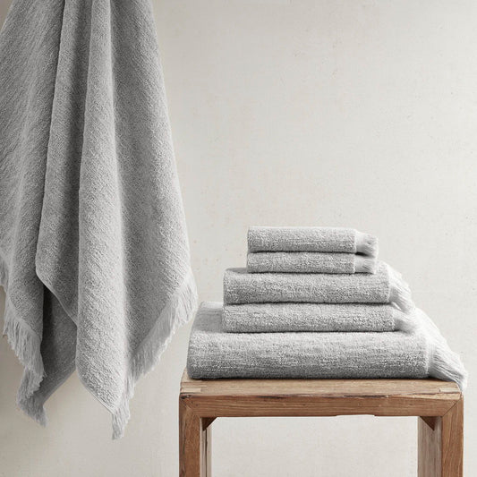 Nova - Dobby Slub 6 Piece Towel Set - Gray