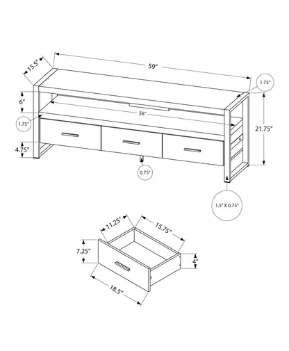 TV Stand, Console, Media Entertainment Center, Storage Drawers, Modern 8th Street
