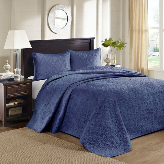 Quebec - King Reversible Bedspread Set - Navy Madison Park