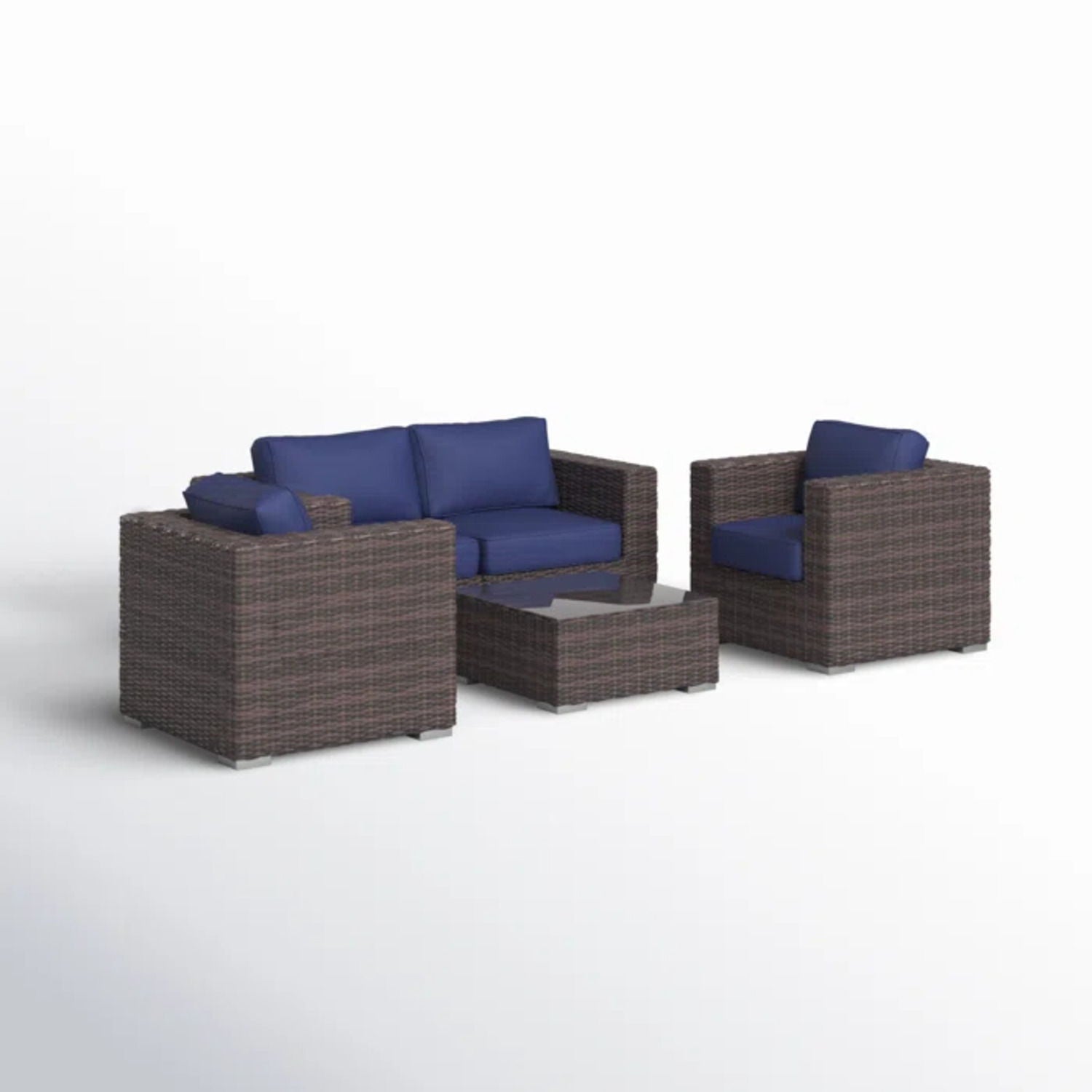 Wicker Seating Group Set With Table And Cushions LSI Patio Furniture