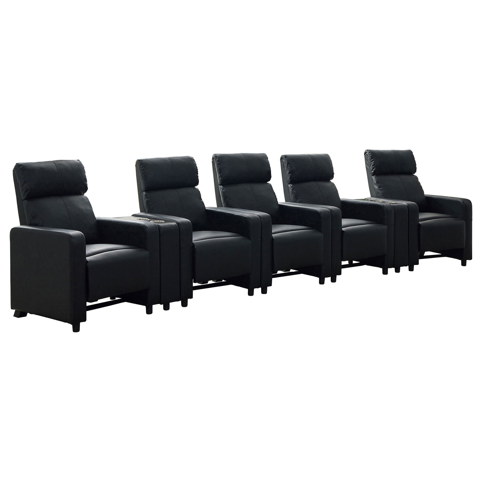 Warren - 5 Seater Home Theater With 2 Wedge Consoles - Black Furniture Max