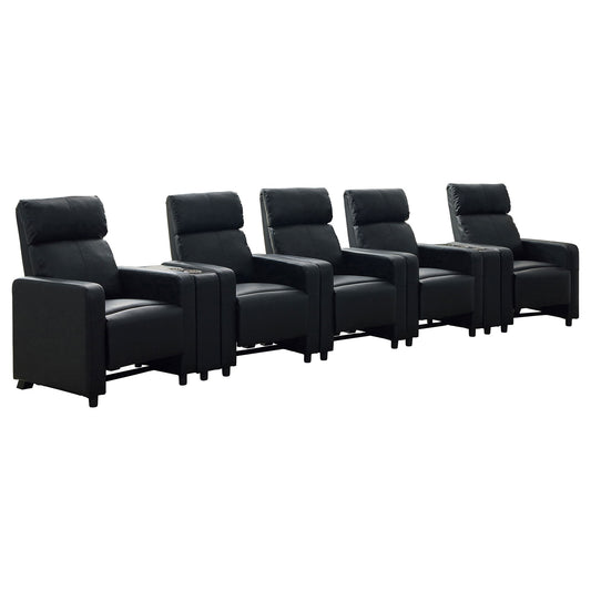 Warren - 5 Seater Home Theater With 2 Wedge Consoles - Black Furniture Max