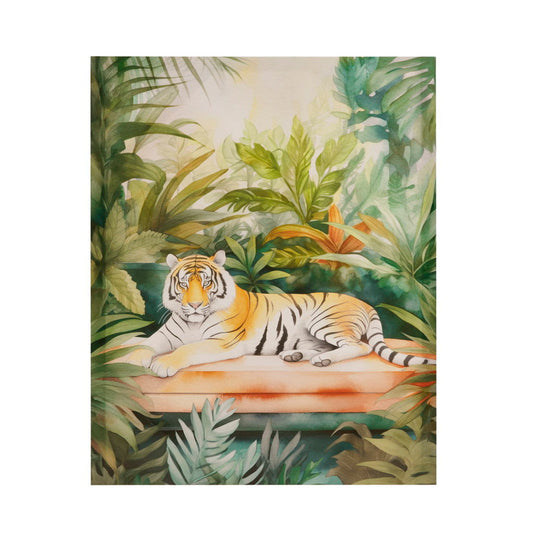 Jungle Feline - Jungle Tiger Canvas Wall Art - Green Multi