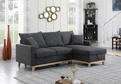 Colton - Reversible Sleeper Sectional Sofa With Storage Chaise - Dark Gray Lilola Home