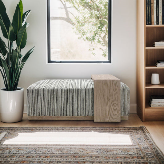 Peggy - Bench/Cocktail Ottoman With Table - Stripe/Multi Chapel Hill