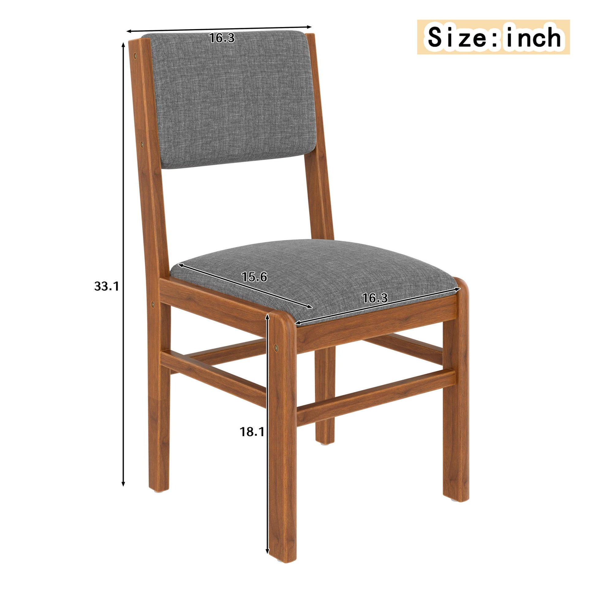 Dining Chairs (Set of 4), Mid Century Modern Fabric Upholstered Kitchen Side Chairs, Farmhouse Dining Room Chair - Brown / Gray Hearth and Haven