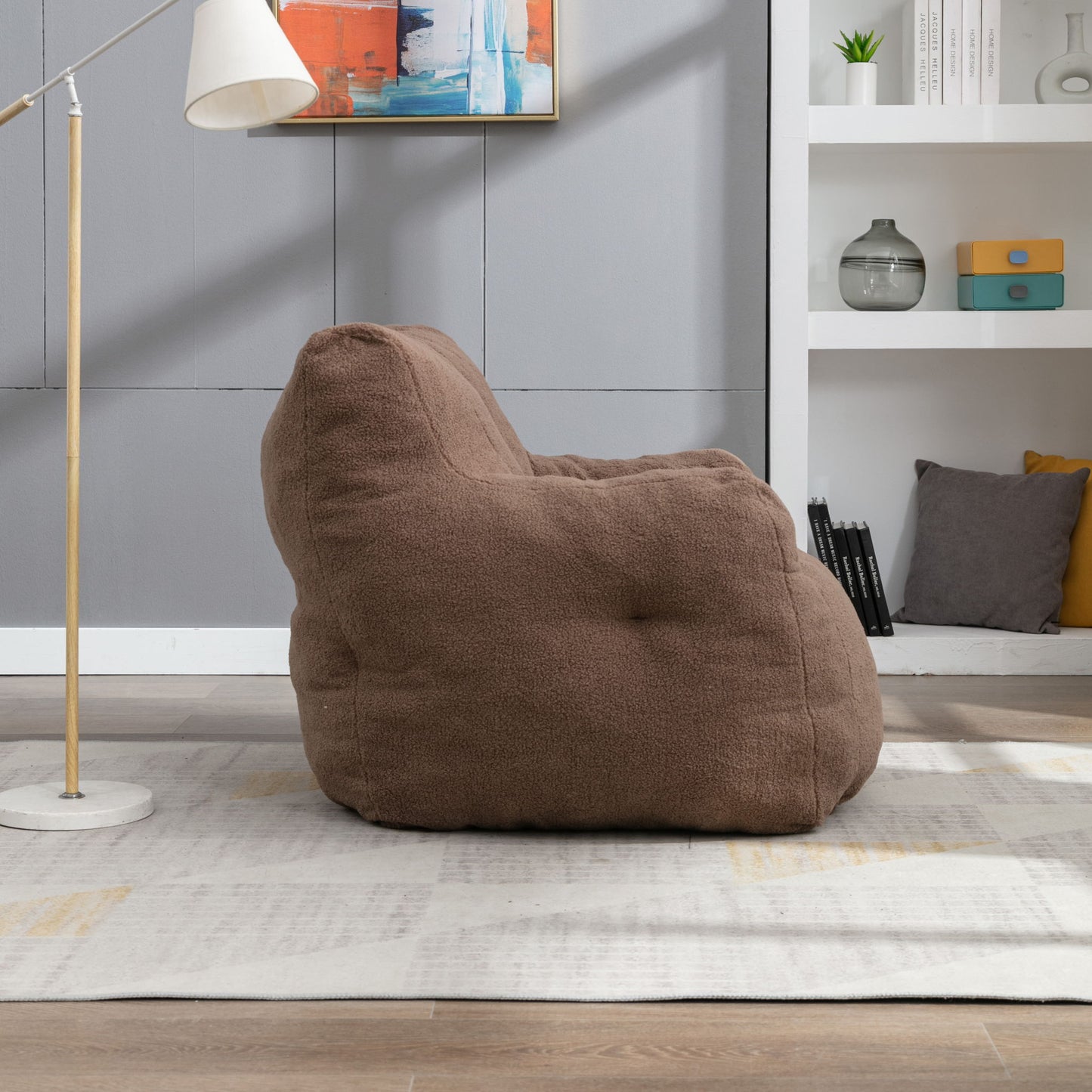 Soft Teddy Fabric Tufted Foam Bean Bag Chair With Teddy Fabric Home Essentials