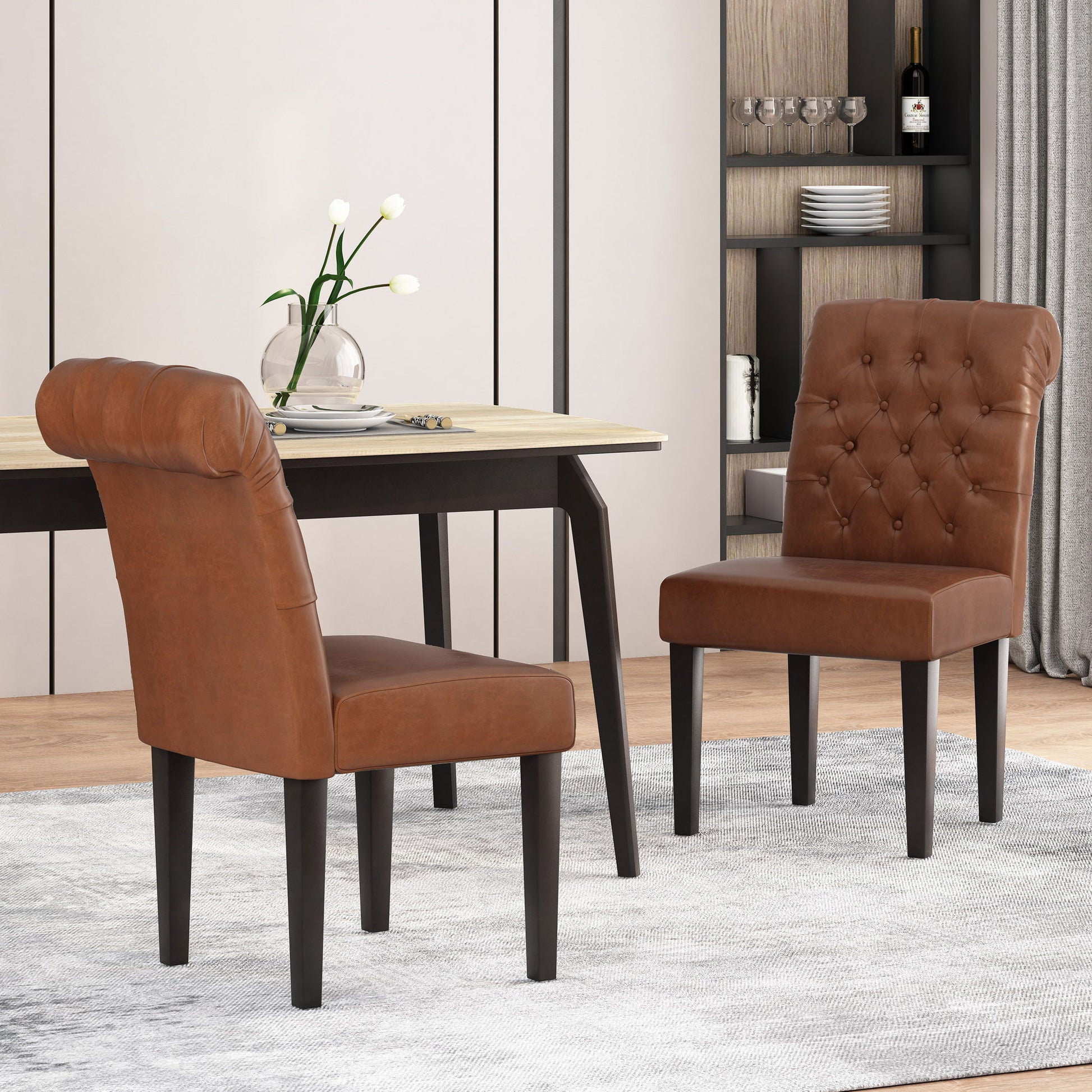 Broxton - Tuft Dining Rolltop Chairs With Button Tufted Backrest (Set of 2) Noble House