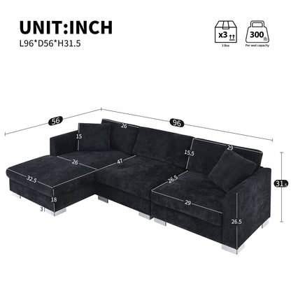 Modern Cloud Sectional Sofa L Shaped Luxury Couch Set With 2 Free Pillows 4 Seat With Oversized Chaise Luxe & Co.