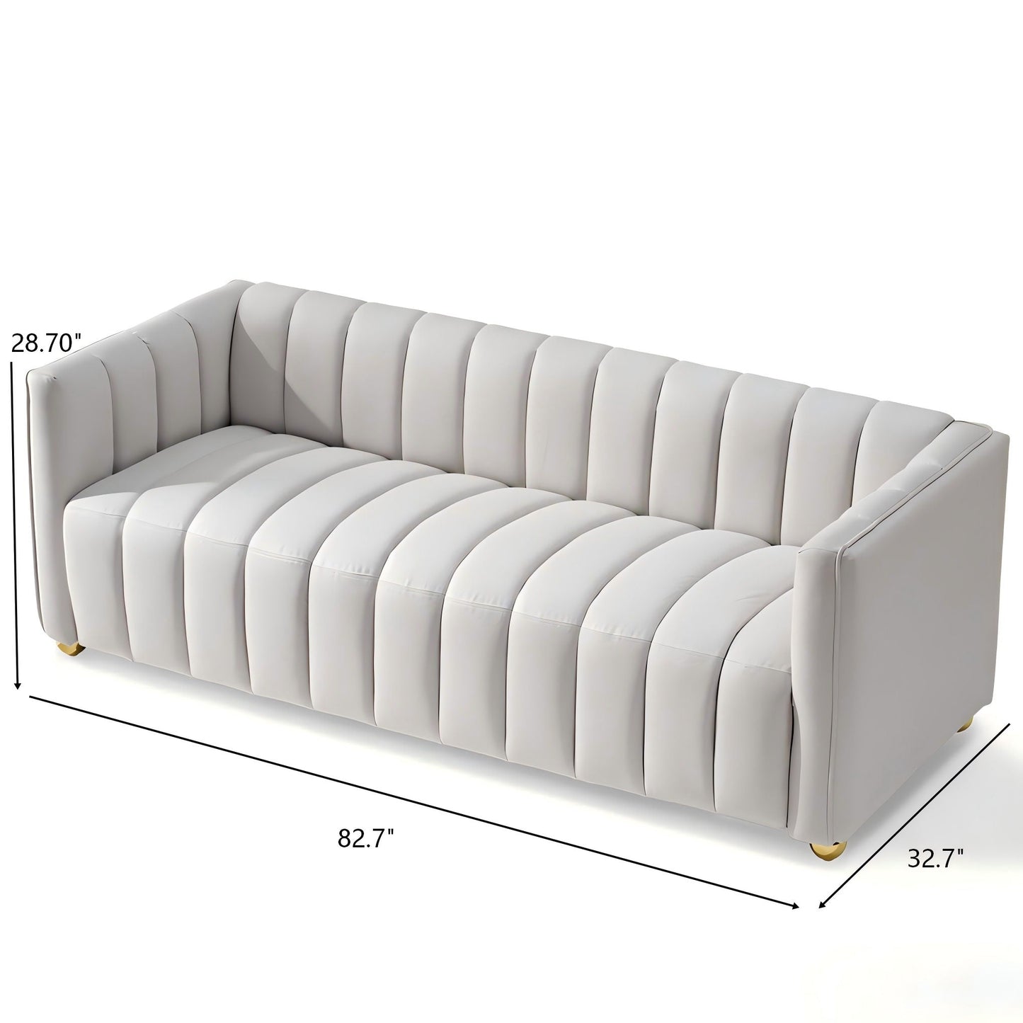 Vertical Channel Tuft Sofa For Apartment Lounge - Ivory US Pride
