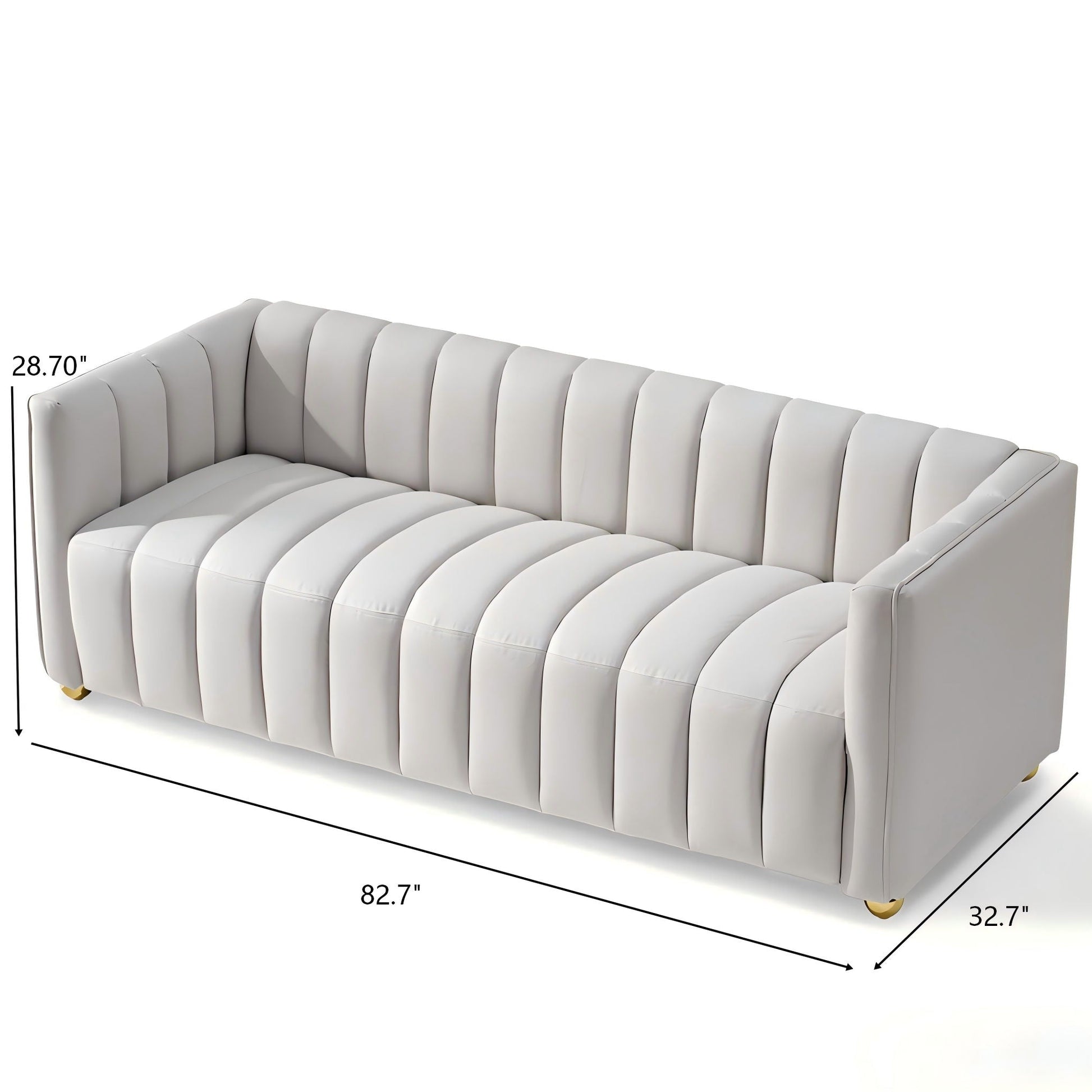 Vertical Channel Tuft Sofa For Apartment Lounge - Ivory US Pride
