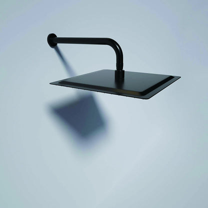 16" Shower Arm With Flange, Stainless Steel, Rust Resistant Design - Matte Black Daily Nest