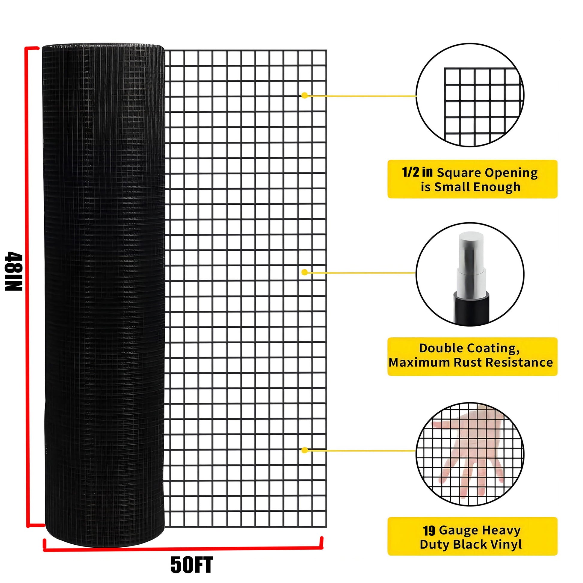 Vinyl Coated Hardware Cloth, 19 Gauge, For Poultry Cages And Home Improvement - Black Daily Nest