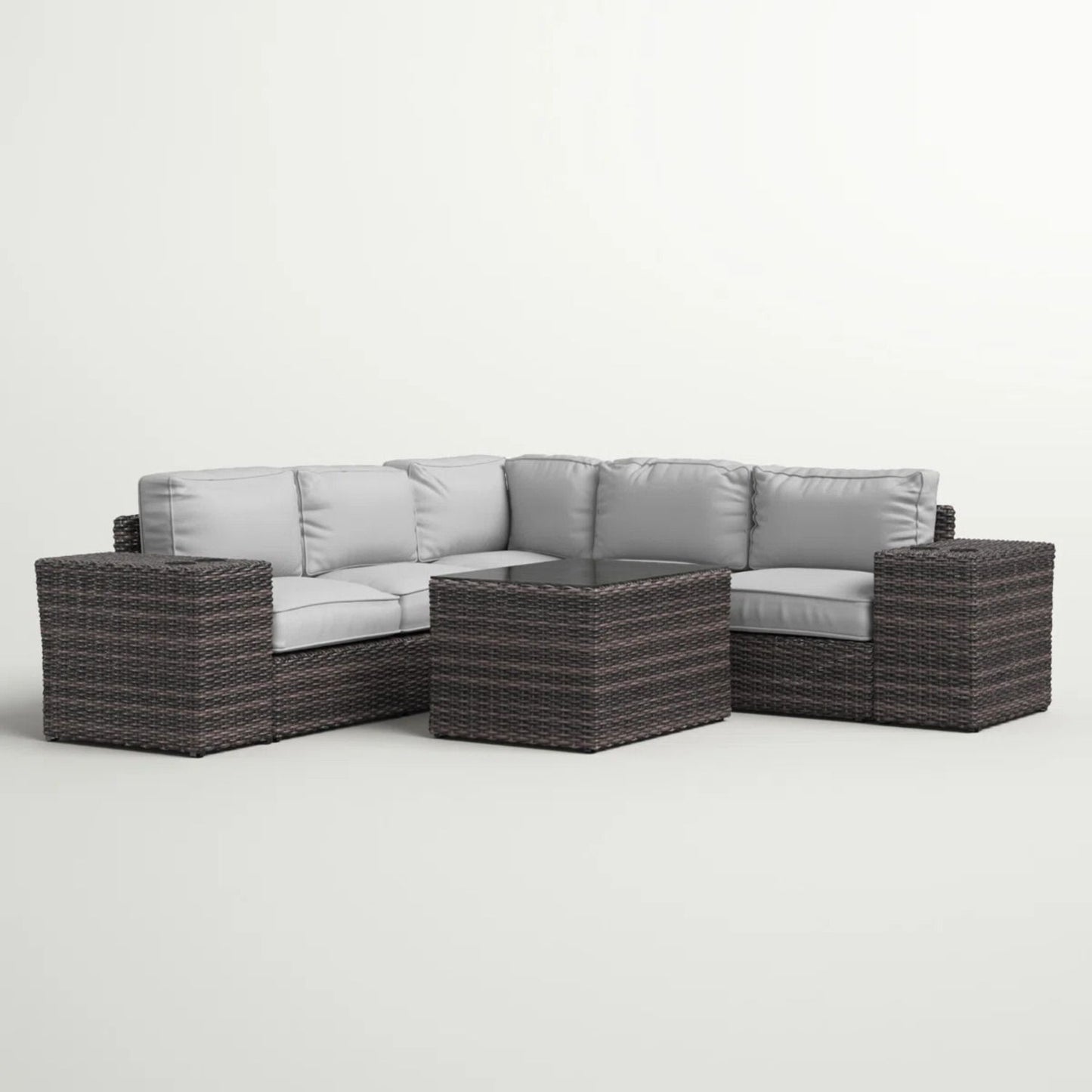 Modern Patio Rattan Sectional Set With Cushions LSI Patio Furniture