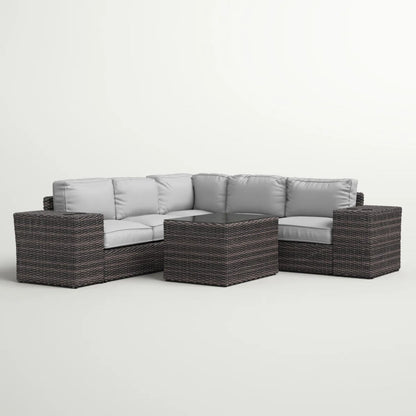 Modern Patio Rattan Sectional Set With Cushions LSI Patio Furniture