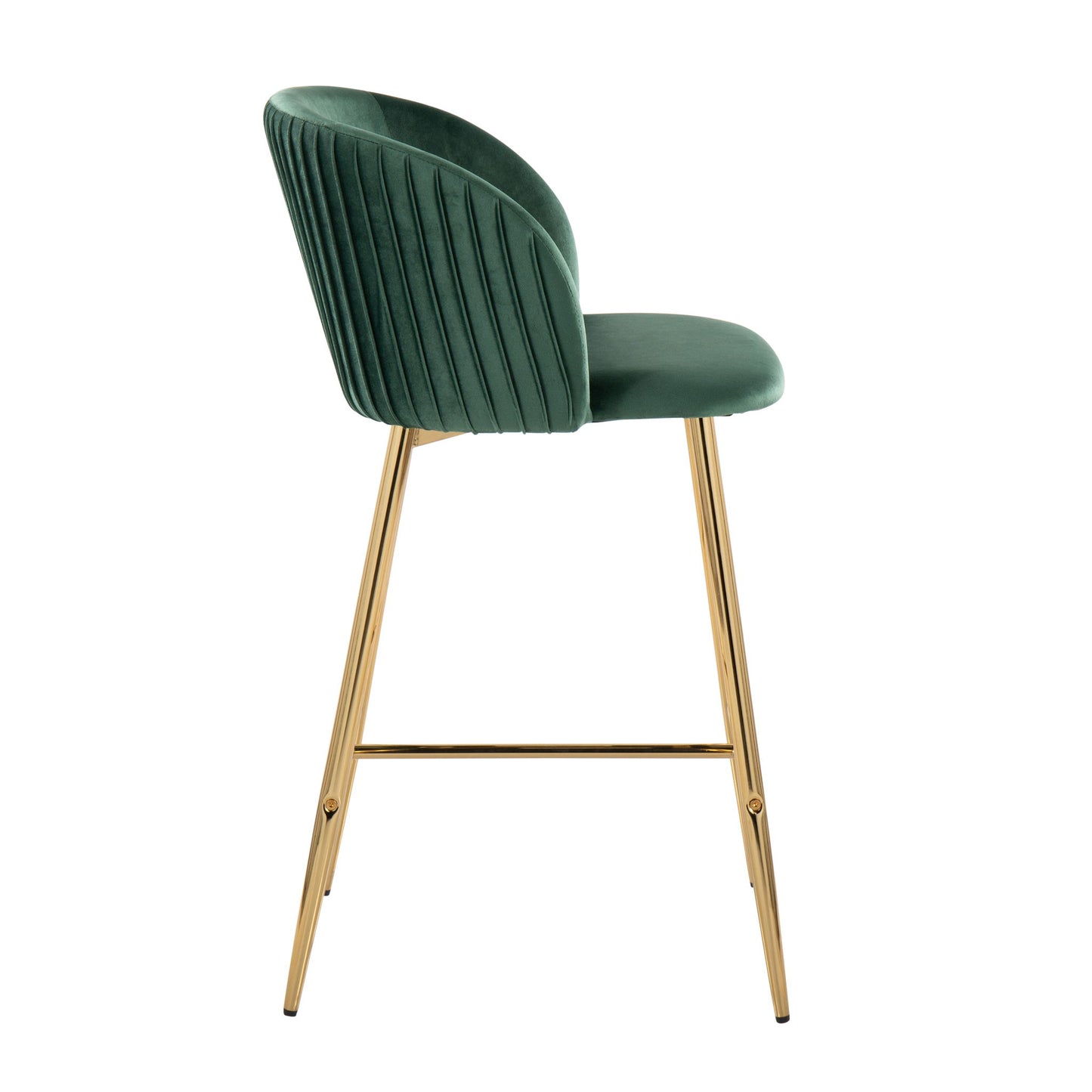 Fran - Pleated Contemporary / Glam Fixed Height Counter Stool (Set of 2) Lumi Source