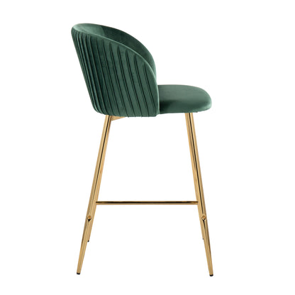 Fran - Pleated Contemporary / Glam Fixed Height Counter Stool (Set of 2) Lumi Source