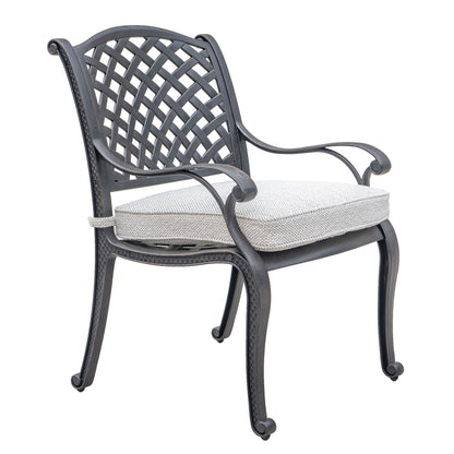 Stylish Outdoor 5 Piece Aluminum Dining Set With Cushion (4 Arm Chairs And Table) - Sandstorm Home Essentials
