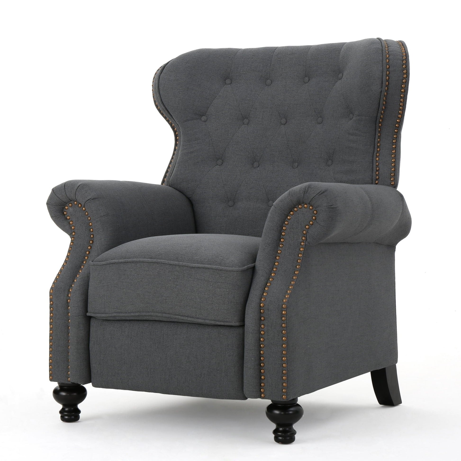 Accented Push Back Recliner Chair With Rolled Arms, Enjoy Cocooning Comfort Noble House