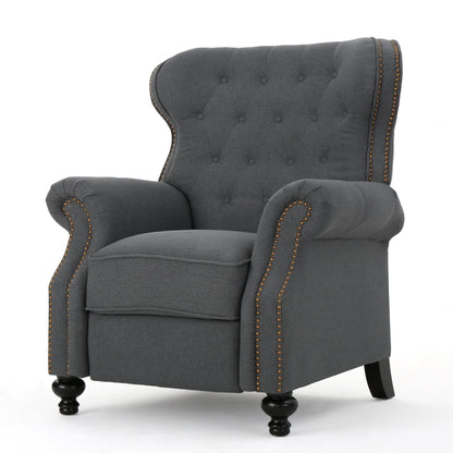 Accented Push Back Recliner Chair With Rolled Arms, Enjoy Cocooning Comfort Noble House