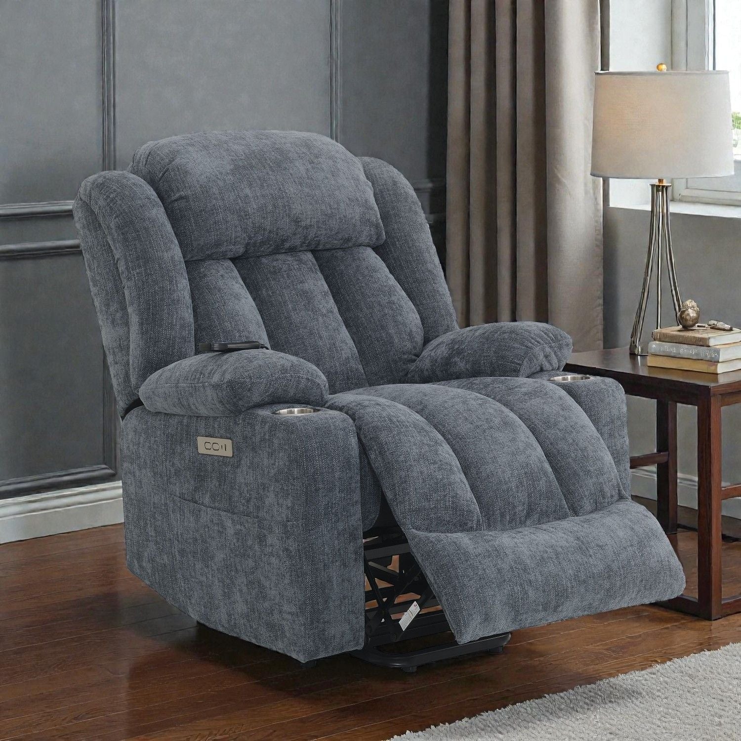 Power Motion Recliner With Lift Heating Massage Function - Blue Acme