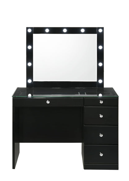Morgan - Vanity Desk With Glass Top, Led Mirror & Stool Crown Mark
