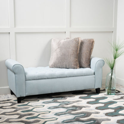 Hayes - Contemporary Armed Storage Bench With Rolled Arms And Button Tufting Noble House
