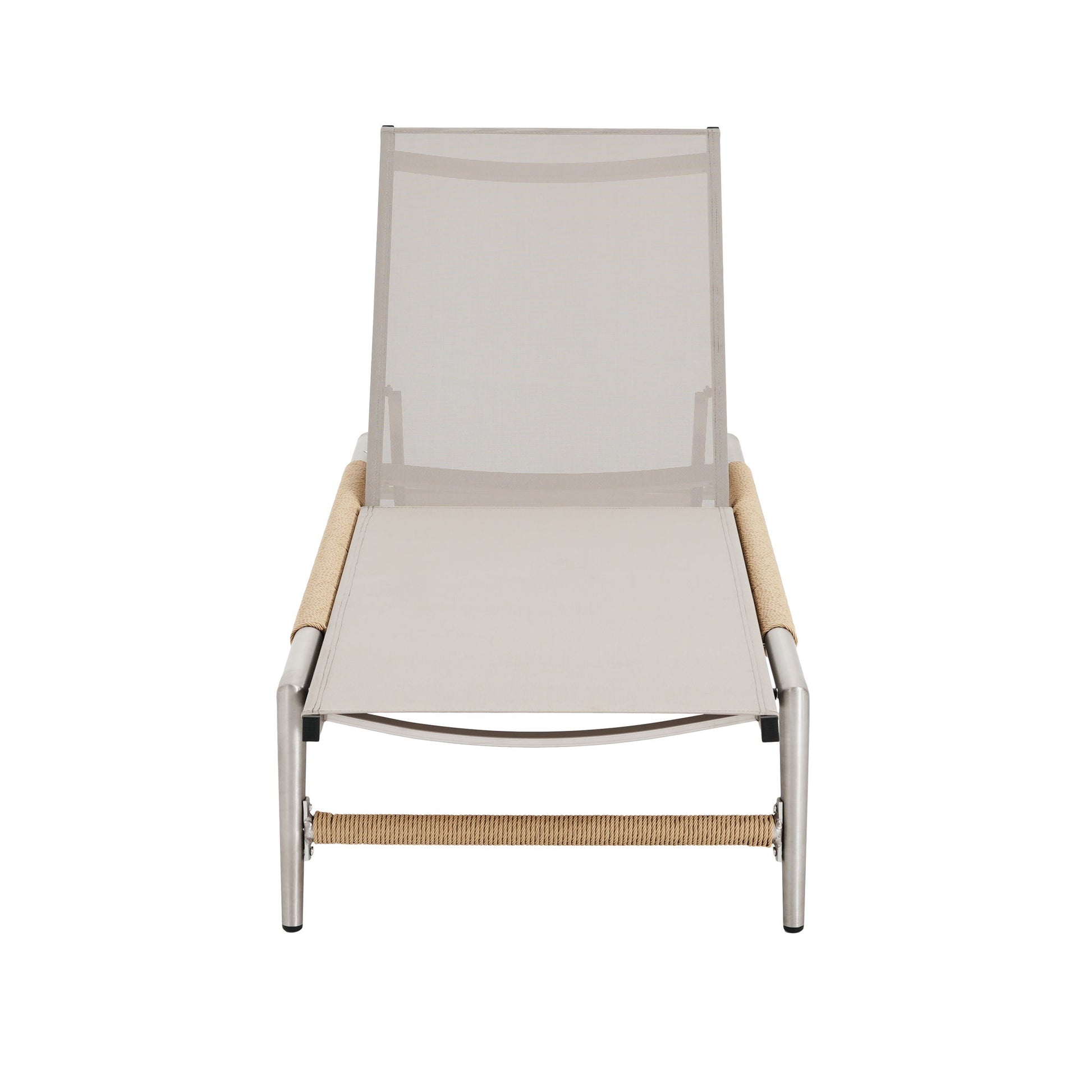 Hargrove - Outdoor Patio Aluminun Chaise Lounge, Outdoor Mesh Seat - Natural / Silver Noble House