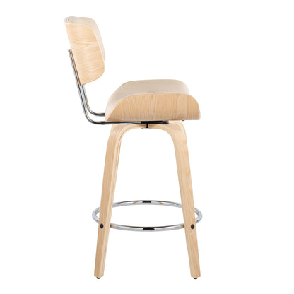 Lombardi - Mid Century Modern Fixed Height Counter Stool With Swivel With Round Footrest (Set of 2) Lumi Source