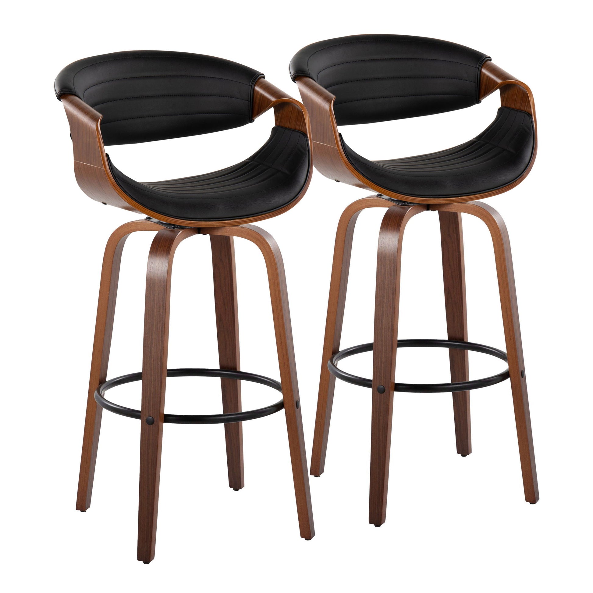 Symphony - Mid Century Modern Fixed Height Barstool With Swivel And Round Footrest (Set of 2) Lumi Source